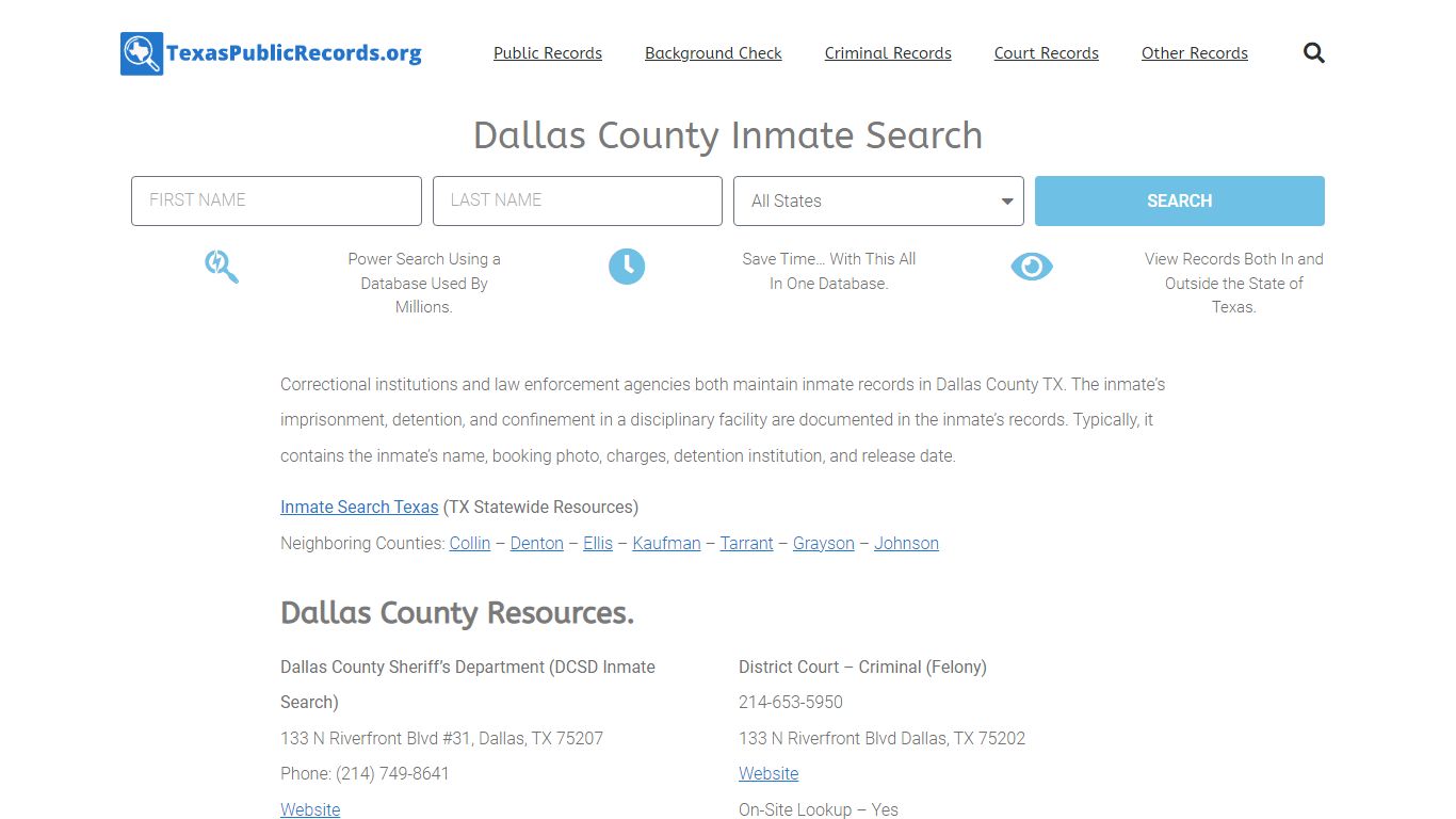 Dallas County Inmate Search - DCSD Current & Past Jail Records
